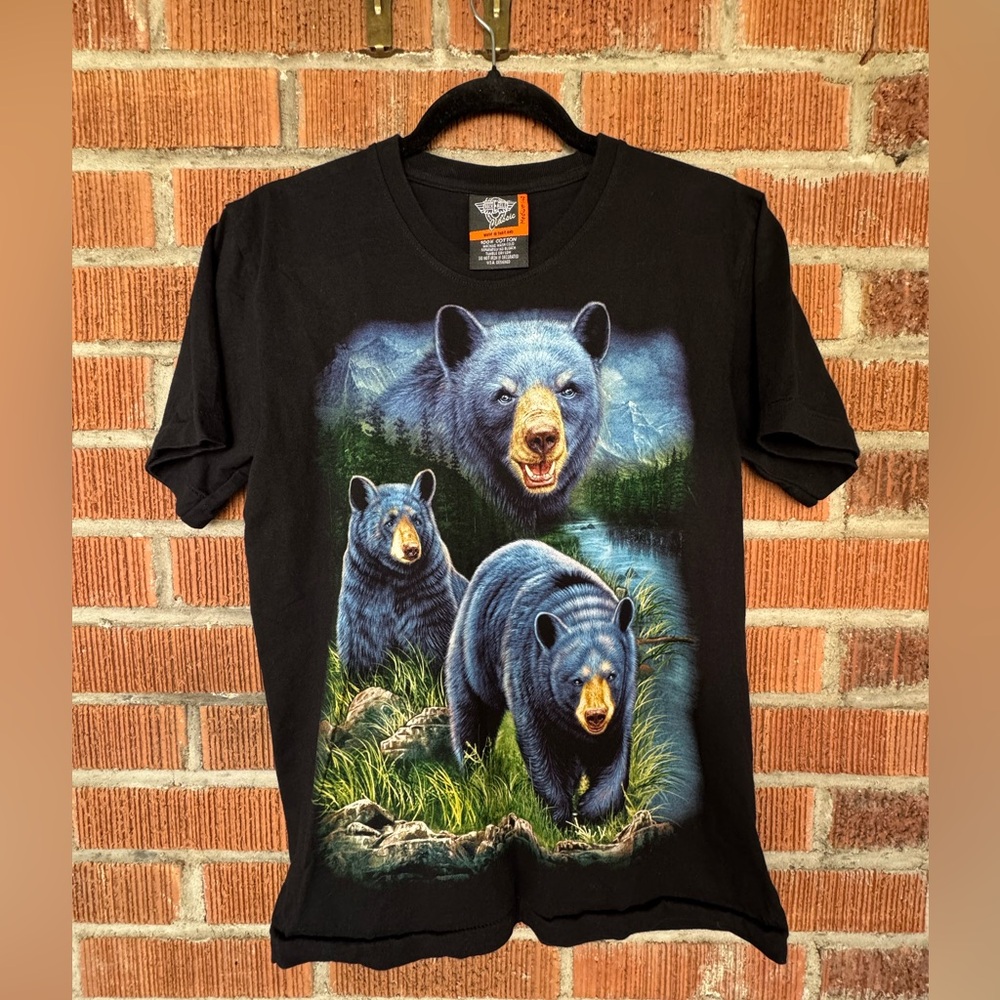 Vintage Single Stitch Rock Eagle Classic Black Bear AOP Size Medium